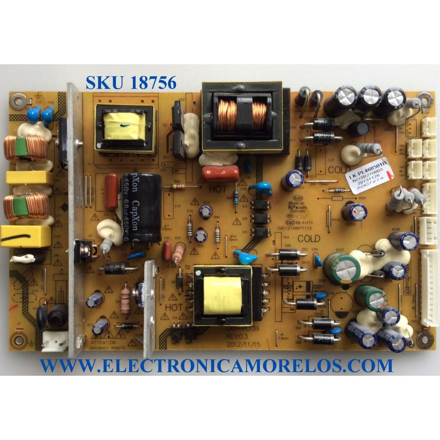 FUENTE DE PODER / WESTINGHOUSE LK-PL460501B / LKP-PL139 / NO3B270003 / CQC12134077115 / REV:0.3 / E327405 / PANEL D460D3-GG53-COX / D460D3-GG53-C0X / MODELO DW46F1Y2